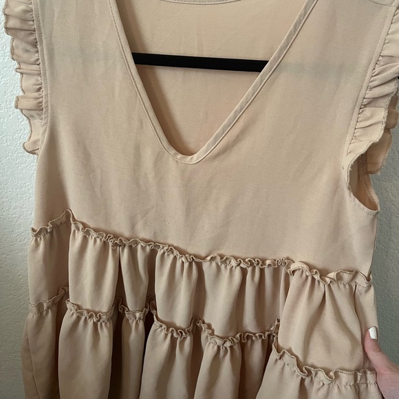 SHEIN Ruffled Sleeveless Blouse - Tan - Picture 5 of 5